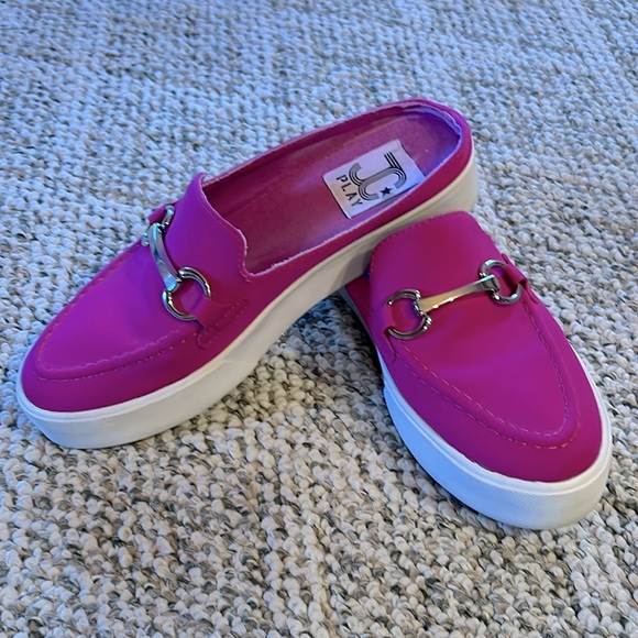Jeffrey Campbell Shoes - Jeffrey Campbell JCPlay  Hot Pink Open Back Loafers